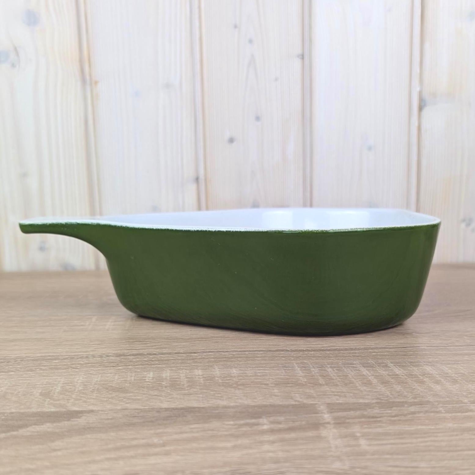 Green Ceramic Pear Baking Dish, Organic Shape Oven Dish, Dark Green Glaze, West German Pottery, 1950s