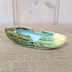 Majolica Cucumber Ashtray Trinket Dish Green Turquoise, 1950s