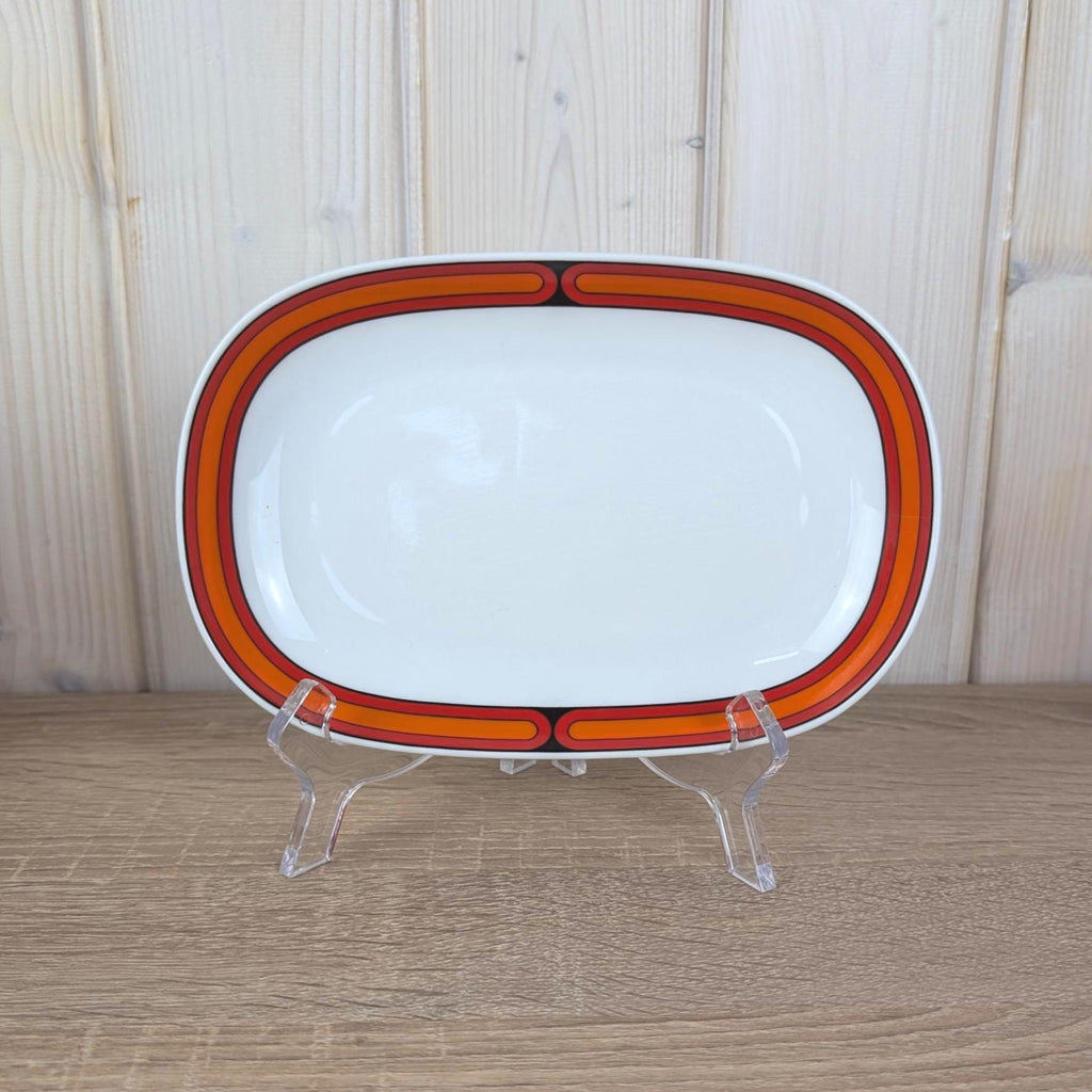 Arzberg Sizilia 3000 Cream and Sugar Set with Tray, Hans Theo Baumann, Orange Red, 1970s German Porcelain