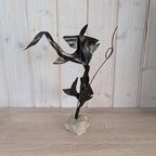 Sculpture 2 (Moon) Fishes on Stone - Vintage - Metal