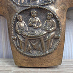 Vintage Bronze Wall Cross, Five Mysteries Relief, Religious Cast Bronze, 1960s