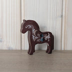 Norwegian Wooden Folk Art Horses, Signed Rosemaling Blue Horse, Scandinavian Decor, 1990