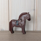 Norwegian Wooden Folk Art Horses, Signed Rosemaling Blue Horse, Scandinavian Decor, 1990