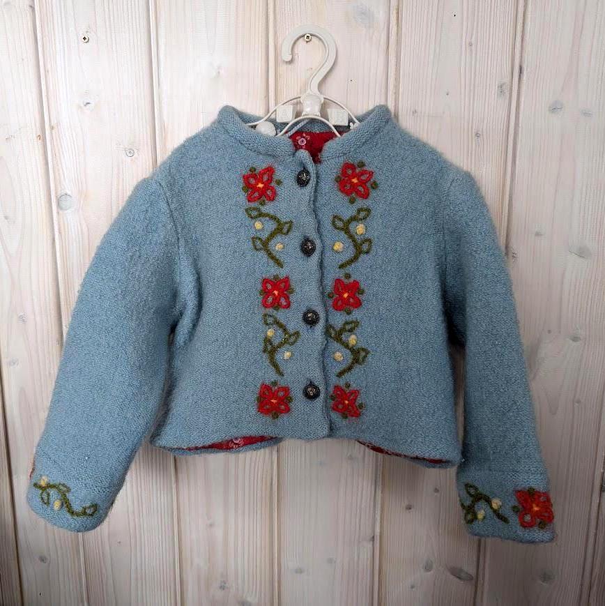Handmade Wool Baby Coat, Embroidered Jacket, Newborn Gift, EU 56 62