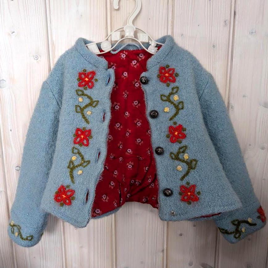 Handmade Wool Baby Coat, Embroidered Jacket, Newborn Gift, EU 56 62