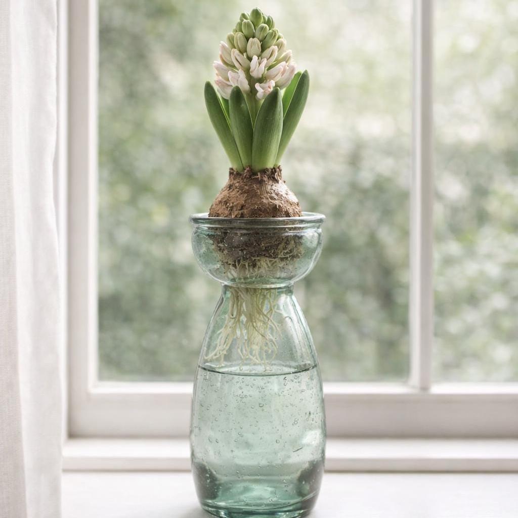 Recycled Blue Glass Hyacinth Vase Hand Blown Europe 2000s