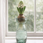 Recycled Blue Glass Hyacinth Vase Hand Blown Europe 2000s