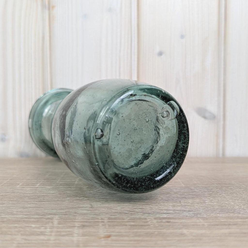 Recycled Blue Glass Hyacinth Vase Hand Blown Europe 2000s
