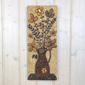 Seed Art Wall Panel, Folk Art Mosaic, Vase With Bouquet, Grains Acorns Nuts Beans, Signed, 1970s