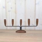Lüthje Denmark 5-Arm Candelabra, Teak Iron Brass, Scandinavian Modern, 1960s