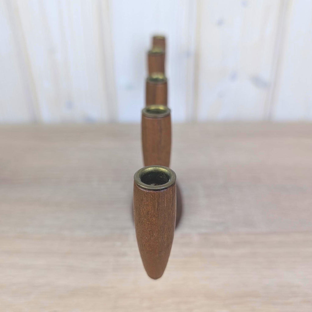 Lüthje Denmark 5-Arm Candelabra, Teak Iron Brass, Scandinavian Modern, 1960s