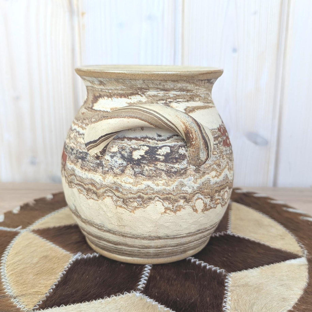 Lillterrsjö Keramik Sweden, Studio Pottery Vase, Hällristning Rock Carving Motif, Birgitta Lind, 1980s