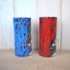 Maltese hand painted ceramic vase, sailboat motif, 1960s, choose blue or red