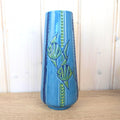 Maltese relief ceramic vase, fish motif, blue green glaze, 1960s, model 507