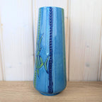 Maltese relief ceramic vase, fish motif, blue green glaze, 1960s, model 507