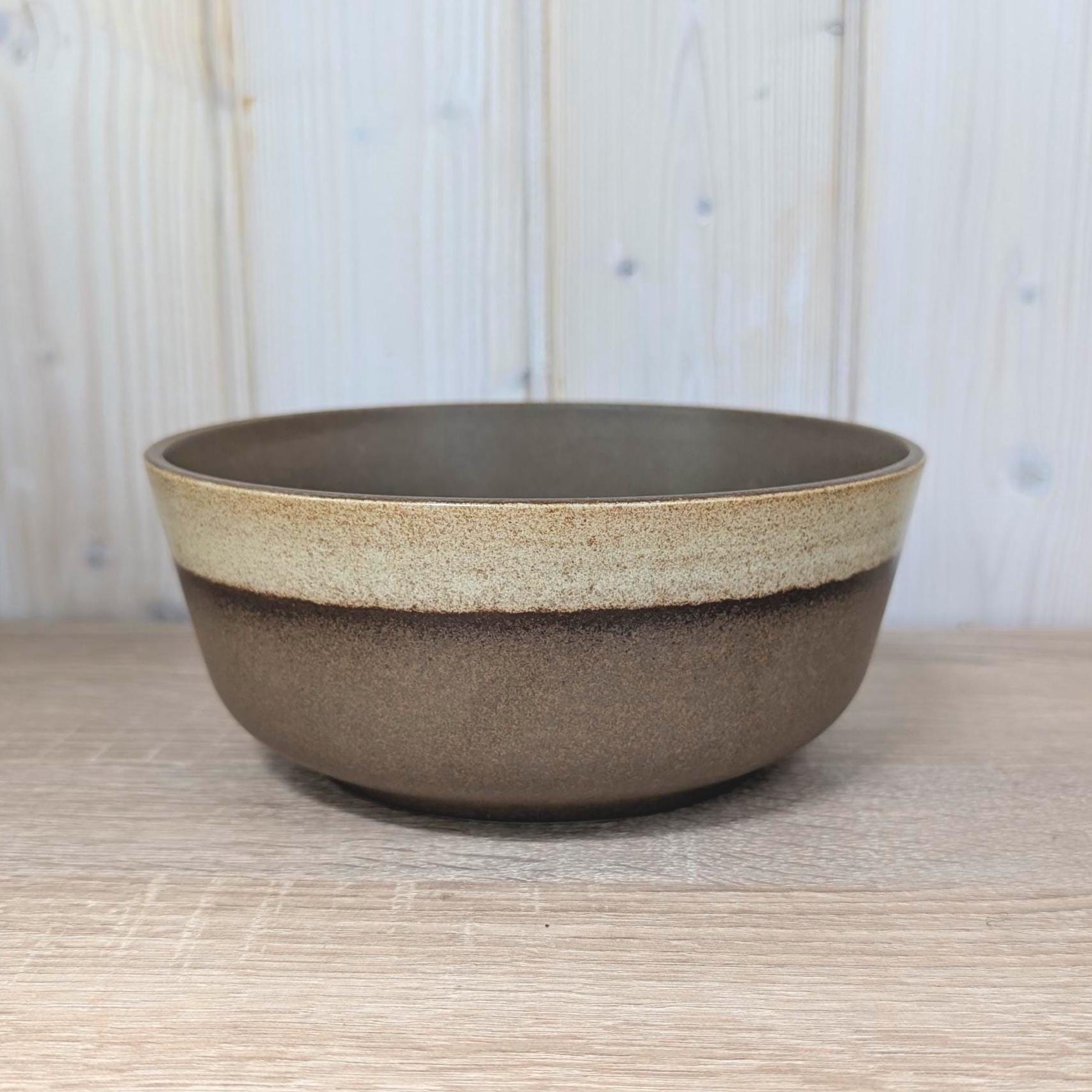 Gerzit stoneware bowl set, West Germany, matte brown glaze, 1960s, model 1599, 2 sizes