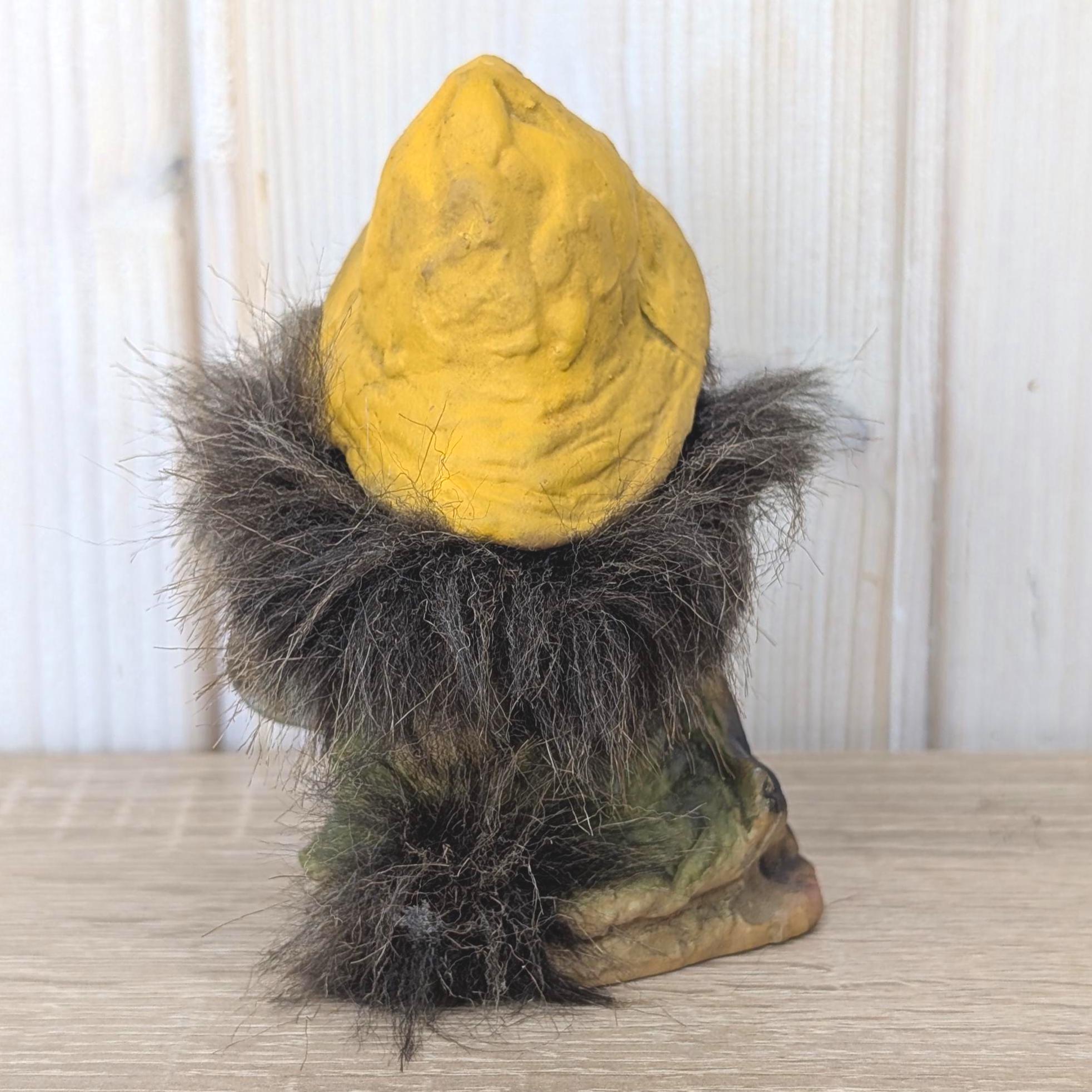 Ny-Form troll 062, Norway, fisherman, yellow hat, real fur, original label, 1980s