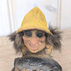 Ny-Form troll 062, Norway, fisherman, yellow hat, real fur, original label, 1980s