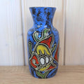 Maltese hand painted ceramic vase, fish motif, 1960s, choose blue or red glaze