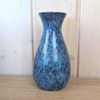 Maltese hand painted ceramic vase, large fish motif, blue glaze, 1960s