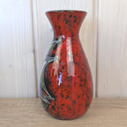 Maltese hand painted ceramic vase, sailboat motif, red glaze, 1960s, model 516