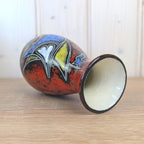 Maltese hand painted ceramic vase, sailboat motif, red glaze, 1960s, model 516
