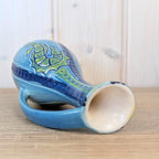 Maltese ceramic pitcher, seahorse relief, blue glaze, 1960s, model 83