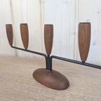 Lüthje Denmark 5-Arm Candelabra, Teak Iron Brass, Scandinavian Modern, 1960s