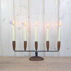 Lüthje Denmark 5-Arm Candelabra, Teak Iron Brass, Scandinavian Modern, 1960s