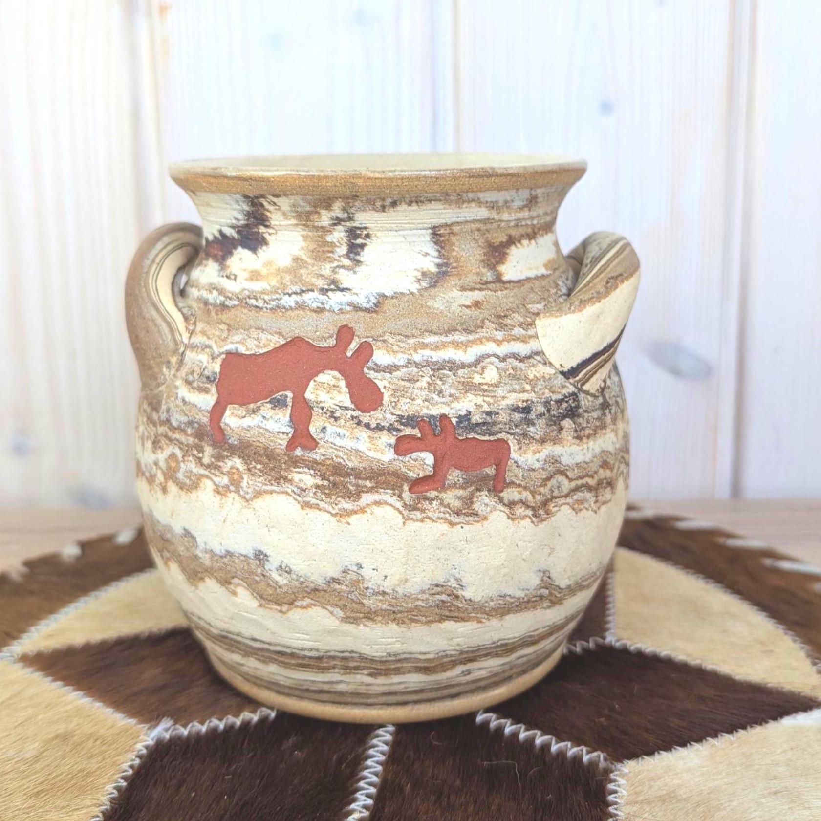 Lillterrsjö Keramik Sweden, Studio Pottery Vase, Hällristning Rock Carving Motif, Birgitta Lind, 1980s