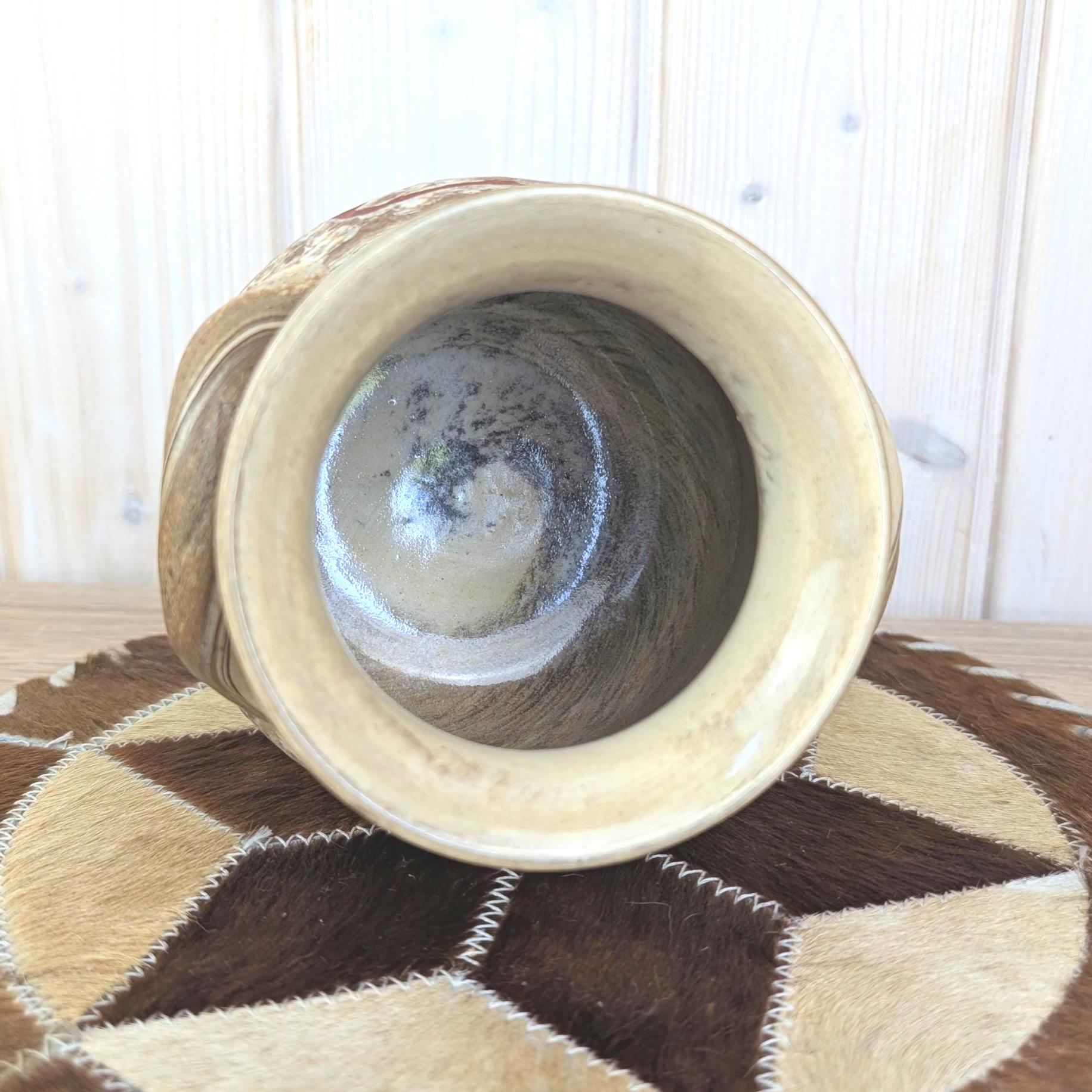 Lillterrsjö Keramik Sweden, Studio Pottery Vase, Hällristning Rock Carving Motif, Birgitta Lind, 1980s