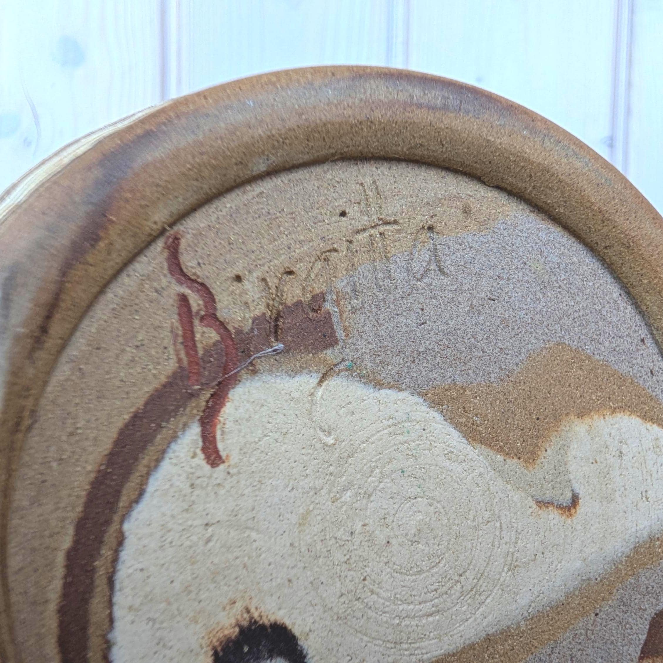 Lillterrsjö Keramik Sweden, Studio Pottery Vase, Hällristning Rock Carving Motif, Birgitta Lind, 1980s