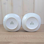 Eschenbach Bavaria Germany, Pair Square Lidded Bowls, White Porcelain, Sage Green Matte Glaze Band, 1960s