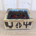 Schäffenacker Ceramic Ashtray Bowl Model 645, West German Studio Pottery, 1960s, Abstract Relief, Drip Glaze