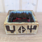Schäffenacker Ceramic Ashtray Bowl Model 645, West German Studio Pottery, 1960s, Abstract Relief, Drip Glaze