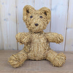 Handmade Raffia Straw Teddy Bear, Natural Folk Art Bear Figurine, Boho Home Decor, 1980s, Choose Size