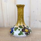 Marei Keramik Vase 9101, West German Pottery, Pansy Floral Decor, Olive Glaze, Mid Century, 1960s