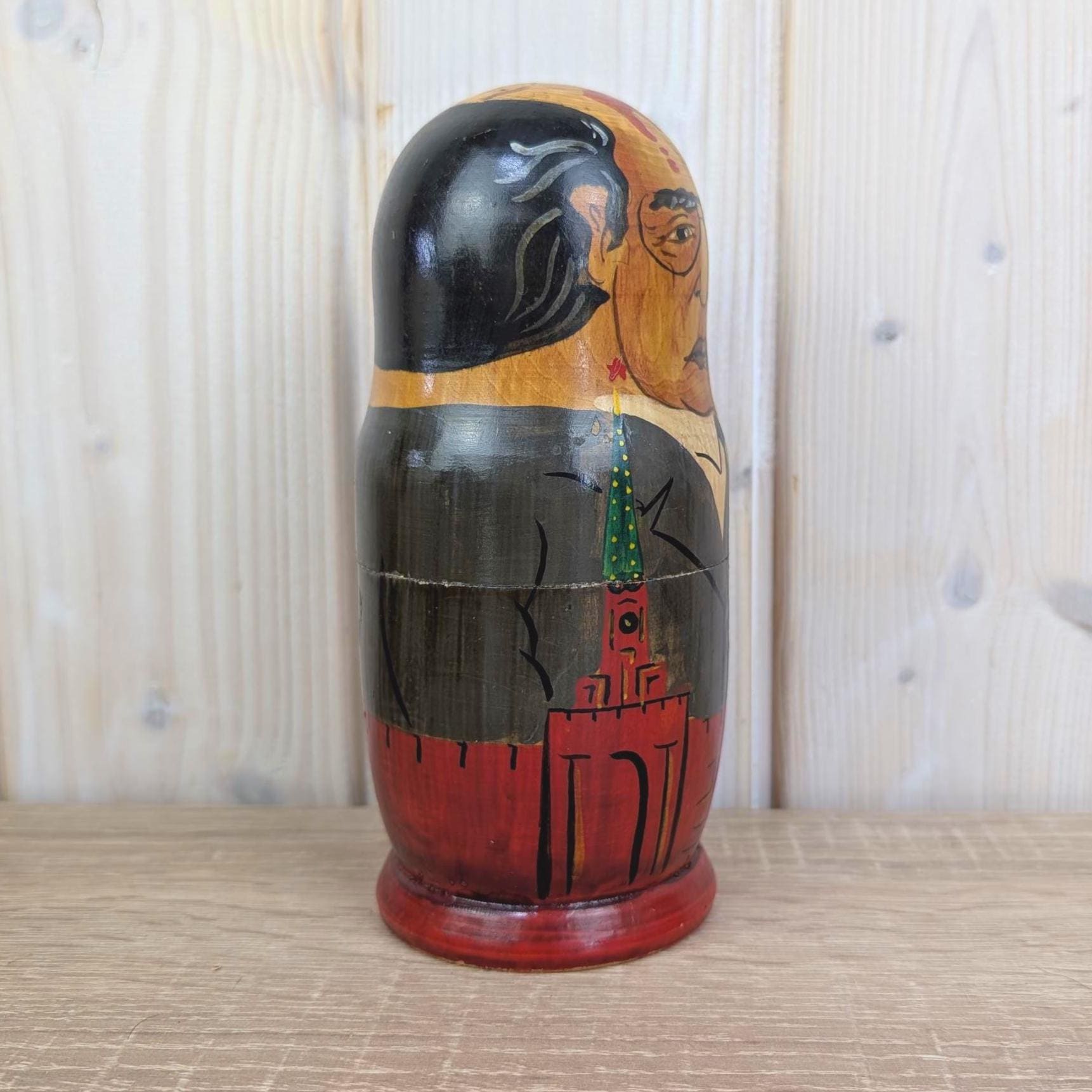 Russian Nesting Doll, Soviet Leaders Matryoshka Set of 5, Gorbachev Brezhnev Khrushchev Stalin Lenin, 1990s