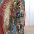 Zodiac Plaque Aquarius, Hand Carved Wood , Polychrome Relief Wall Panel, Folk Art, Water Bearer, 1960s