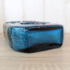 Wayne Husted Stelvia Empoli Glass Bottle, Teal Blue Bird of Peace Decanter, Italian MCM Art Glass, 1960s