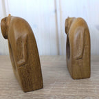 Napkin Rings Set of 4, Elephant Hand Carved Wood, African Folk Art, Boho Table Decor, 1970s