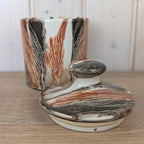 SC3 Italy Ceramic Lidded Jar, Marbled Agateware Glaze, Italian Studio Pottery, Tobacco Jar, 1960s