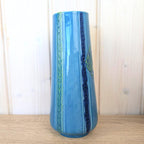 Maltese relief ceramic vase, fish motif, blue green glaze, 1960s, model 507