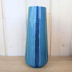 Maltese relief ceramic vase, fish motif, blue green glaze, 1960s, model 507