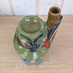 Ceramic Pipe Schnapps Bottle, Tyrolean Hunter Face, Ashtray Top, Folk Art Decanter, German Alpine, 1960s