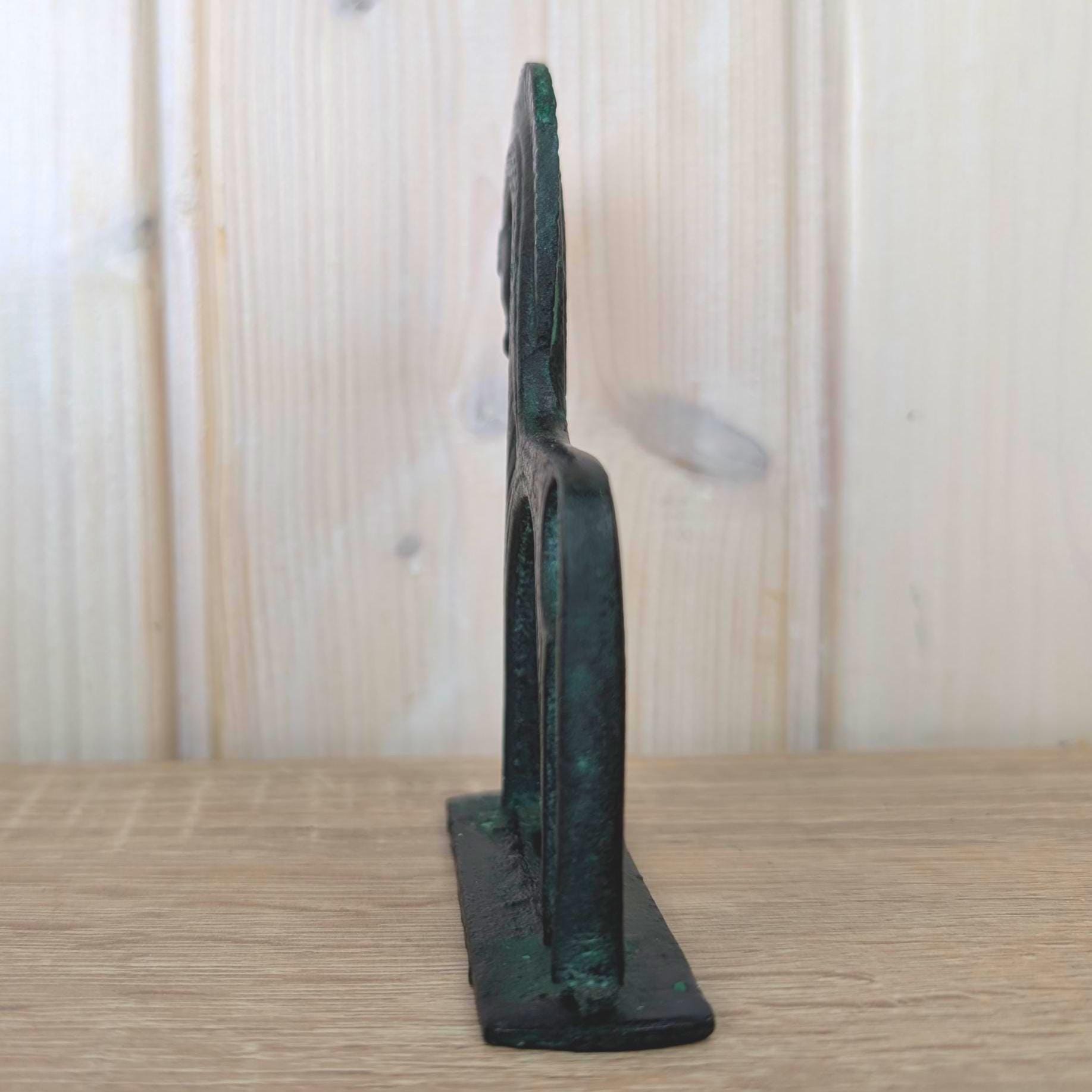 Greek Archaic Horse Sculpture, Cast Metal Verdigris Patina, Antiquity Replica, Mid Century Modern Figurine, 1960s