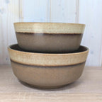Gerzit stoneware bowl set, West Germany, matte brown glaze, 1960s, model 1599, 2 sizes