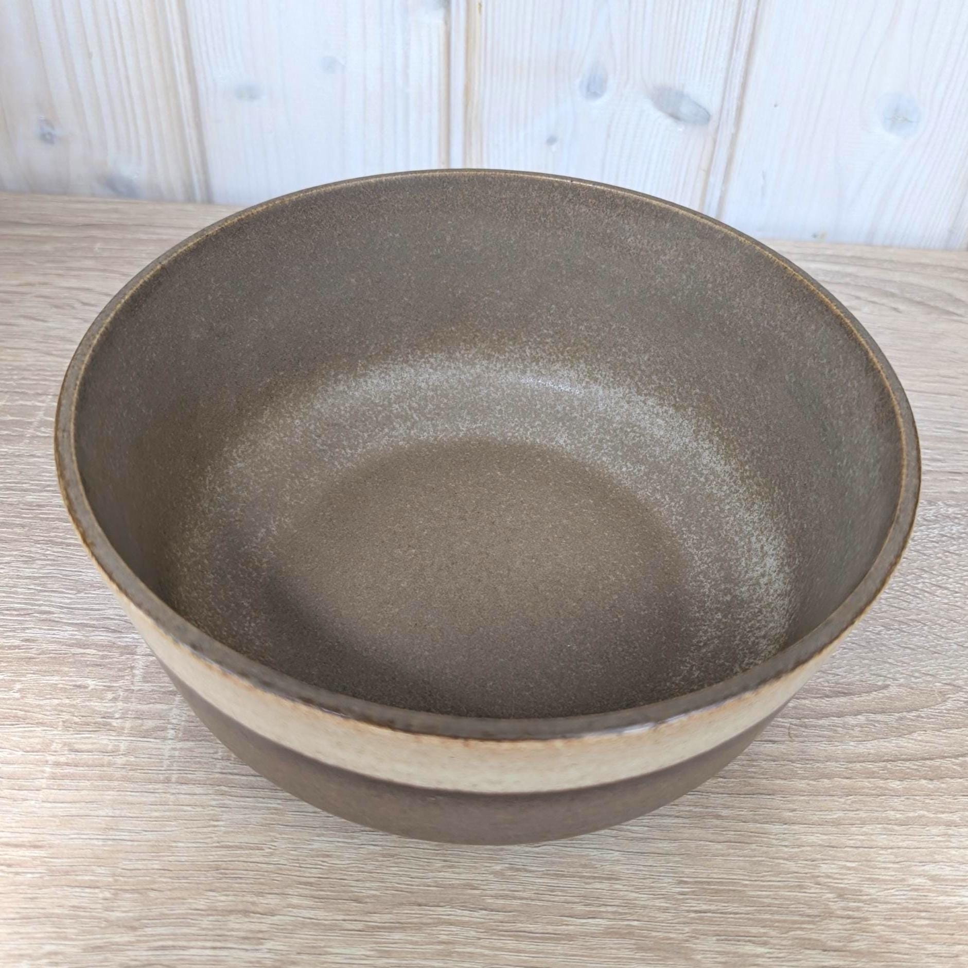 Gerzit stoneware bowl set, West Germany, matte brown glaze, 1960s, model 1599, 2 sizes