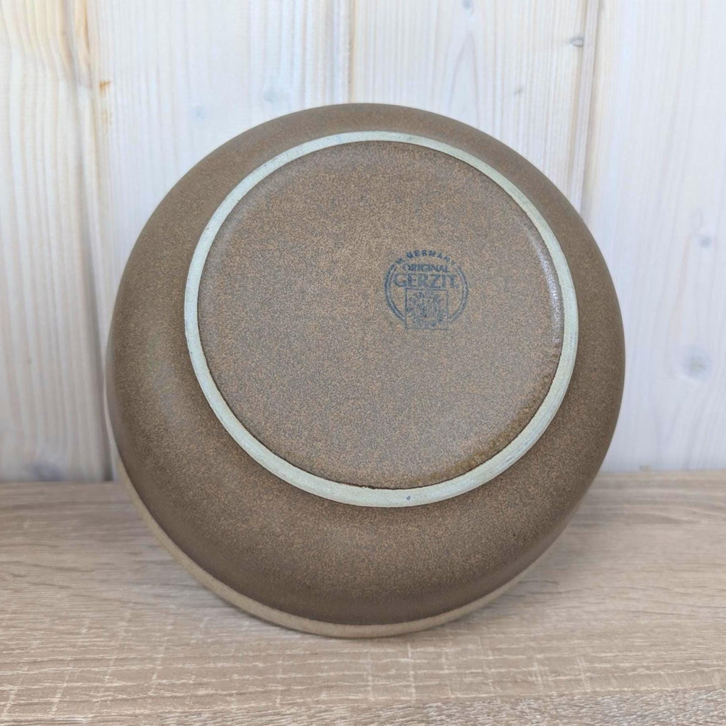 Gerzit stoneware bowl set, West Germany, matte brown glaze, 1960s, model 1599, 2 sizes