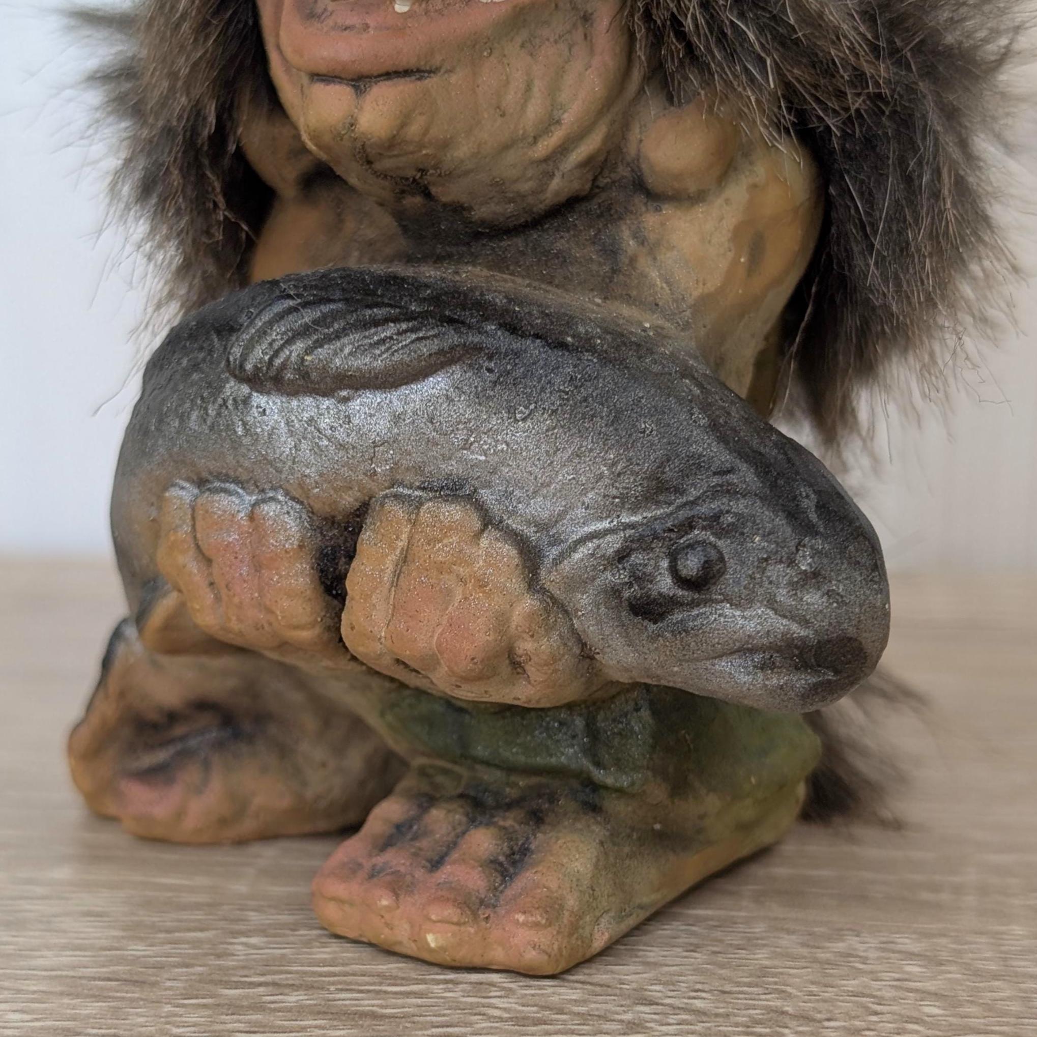 Ny-Form troll 062, Norway, fisherman, yellow hat, real fur, original label, 1980s
